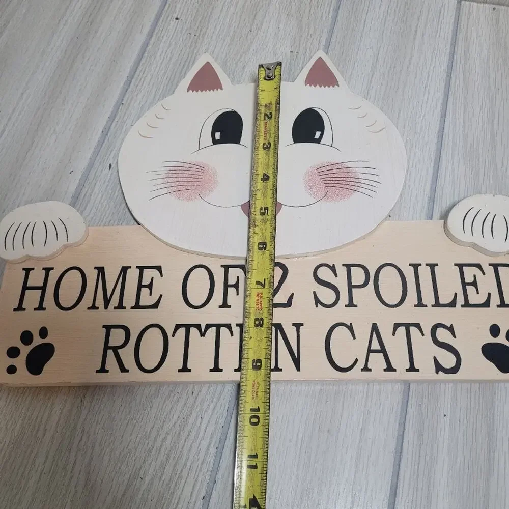 Vtg 1997 Home Of 2 Spoiled Cats Sign LTD Wall Plaque Door Hanging 9x14 Welcome